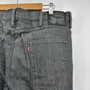 Levi's 514 Mens Denim Jeans 38x32 Charcoal Grey Classic Zip Straight Leg